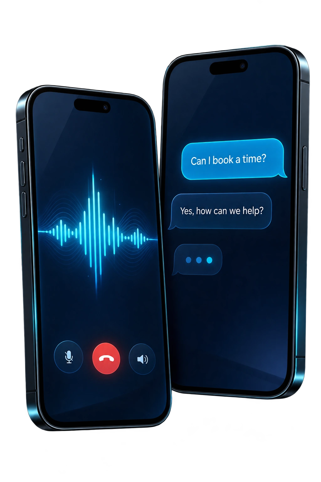 Illustration of voice calling and text messaging on two phones